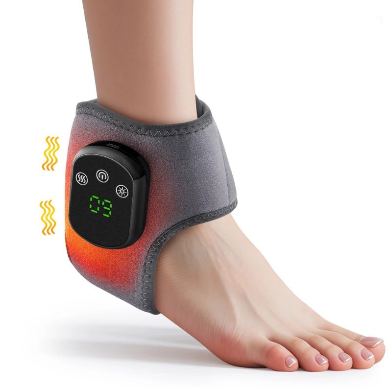 Chevillère chauffante avec écran affichant les réglages de chaleur, vibration et batterie