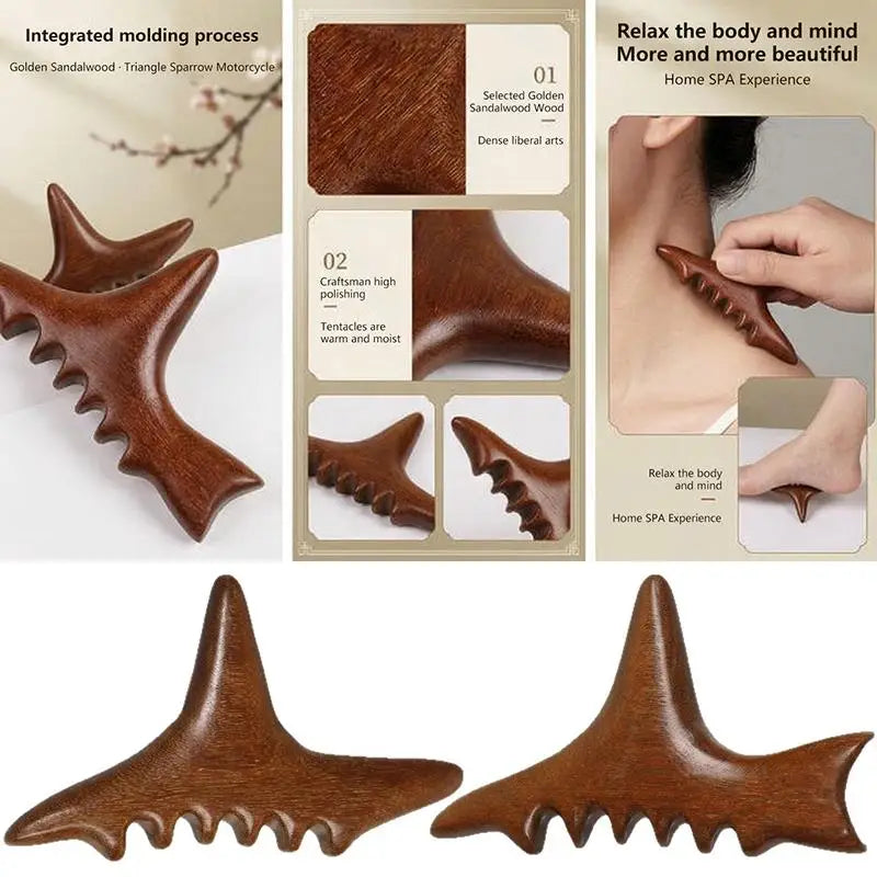 * Triangular Bird Shark Shape Massage Stick Foot Gua Sha And Acupressure Tool Full-Body Meridian Trigger Point Relaxation Device