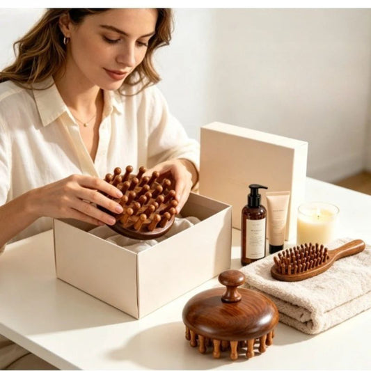 Brosse de Massage du Cuir Chevelu en Bois de Santal