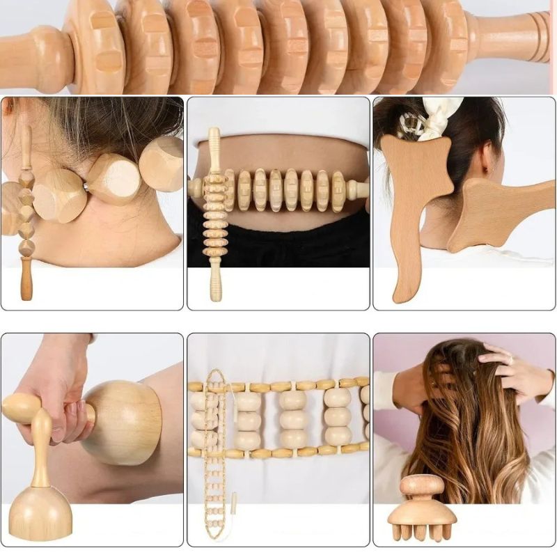 Six façons d'utiliser les outils de massage en bois : nuque, taille, cuir chevelu, bras et dos