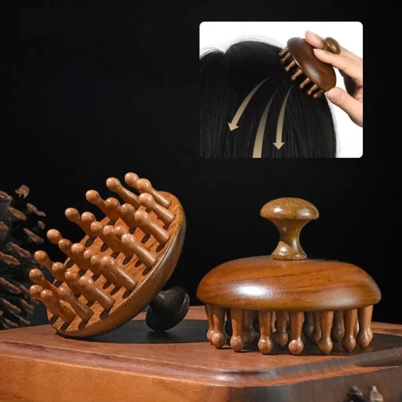 Brosse de Massage du Cuir Chevelu en Bois de Santal